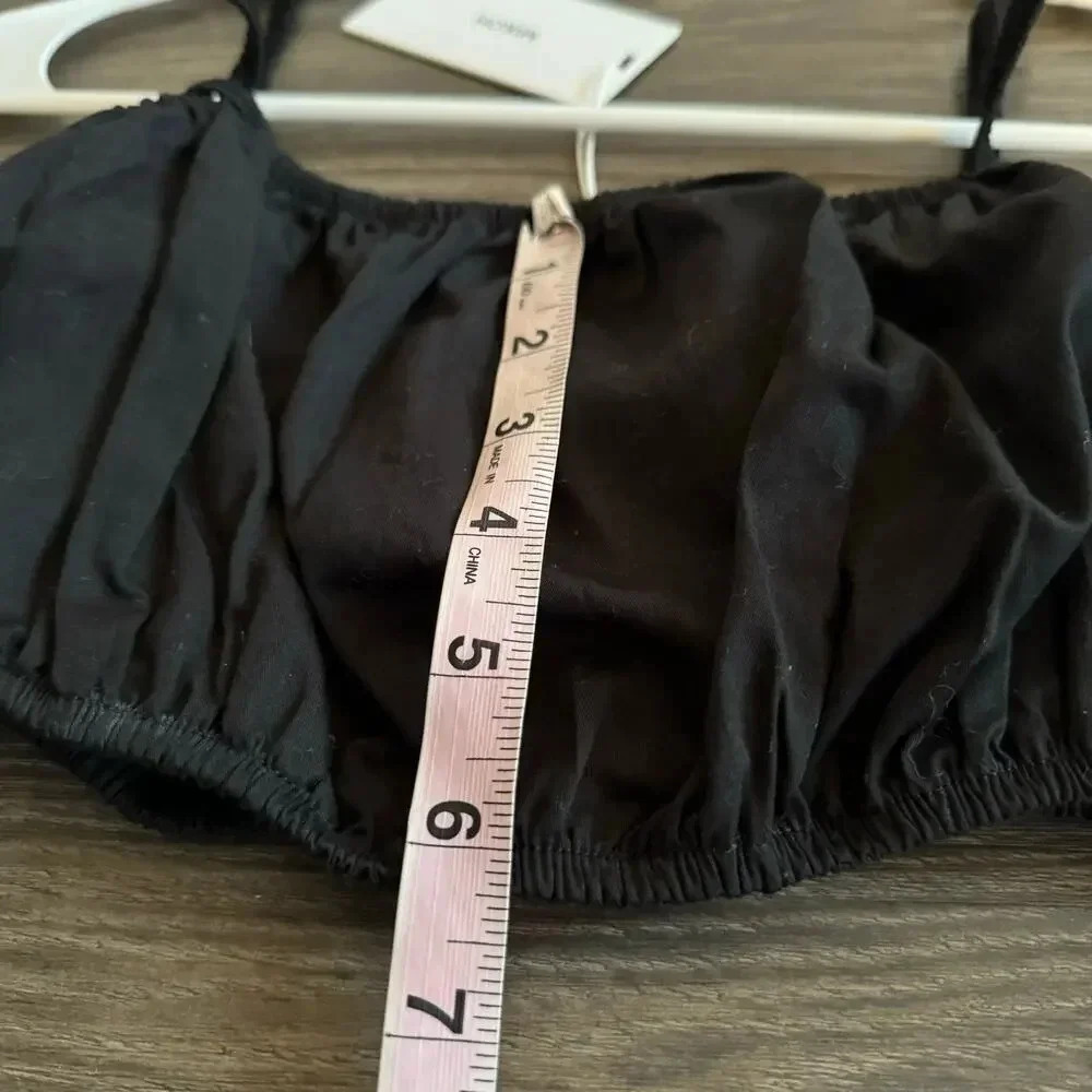 Mikoh Women’s Mini Crop Top Size Small Black Summer Stretch New Elastic Strap - Picture 7 of 10